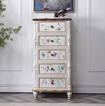 パイン材キャビネット - ヴィンテージ風フラワー装飾付き、収納力抜群のおしゃれ家具 hfgxc-4864