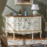 パイン材キャビネット - ヴィンテージ風フラワー装飾付き、収納力抜群のおしゃれ家具 hfgxc-4864