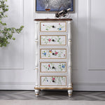 パイン材キャビネット - ヴィンテージ風フラワー装飾付き、収納力抜群のおしゃれ家具 hfgxc-4864