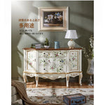 パイン材キャビネット - ヴィンテージ風フラワー装飾付き、収納力抜群のおしゃれ家具 hfgxc-4864