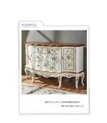 パイン材キャビネット - ヴィンテージ風フラワー装飾付き、収納力抜群のおしゃれ家具 hfgxc-4864