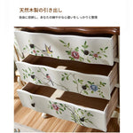 パイン材キャビネット - ヴィンテージ風フラワー装飾付き、収納力抜群のおしゃれ家具 hfgxc-4864