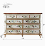 エレガントなパインキャビネット|花柄デザインの収納家具|ヴィンテージスタイルのおしゃれなインテリア hfgxc-4865