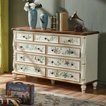 エレガントなパインキャビネット|花柄デザインの収納家具|ヴィンテージスタイルのおしゃれなインテリア hfgxc-4865