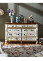 エレガントなパインキャビネット|花柄デザインの収納家具|ヴィンテージスタイルのおしゃれなインテリア hfgxc-4865