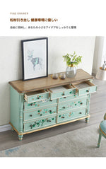 エレガントなパインキャビネット|花柄デザインの収納家具|ヴィンテージスタイルのおしゃれなインテリア hfgxc-4865