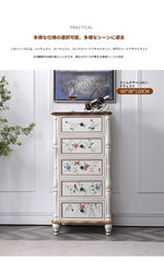 エレガントなパインキャビネット|花柄デザインの収納家具|ヴィンテージスタイルのおしゃれなインテリア hfgxc-4865