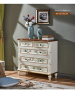 エレガントなパインキャビネット|花柄デザインの収納家具|ヴィンテージスタイルのおしゃれなインテリア hfgxc-4865