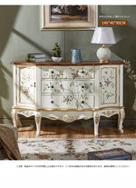 エレガントなパインキャビネット|花柄デザインの収納家具|ヴィンテージスタイルのおしゃれなインテリア hfgxc-4865