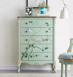 パイン材の美しい花鳥デザインキャビネット - エレガントな収納家具でお部屋を彩る hfgxc-4866