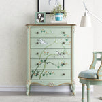 パイン材の美しい花鳥デザインキャビネット - エレガントな収納家具でお部屋を彩る hfgxc-4866