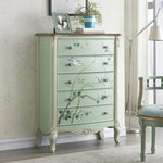 パイン材の美しい花鳥デザインキャビネット - エレガントな収納家具でお部屋を彩る hfgxc-4866