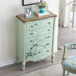 パイン材の美しい花鳥デザインキャビネット - エレガントな収納家具でお部屋を彩る hfgxc-4866