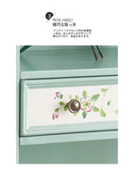 おしゃれなパイン製キャビネット - アンティーク風グリーン、花柄デザイン、収納に最適! hfgxc-4867