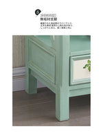おしゃれなパイン製キャビネット - アンティーク風グリーン、花柄デザイン、収納に最適! hfgxc-4867