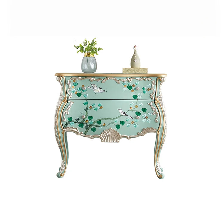 美しいパイン製キャビネット - エレガントなデザインと手描きのモチーフ付き収納家具 hfgxc-4868