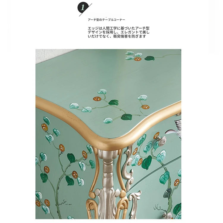 美しいパイン製キャビネット - エレガントなデザインと手描きのモチーフ付き収納家具 hfgxc-4868