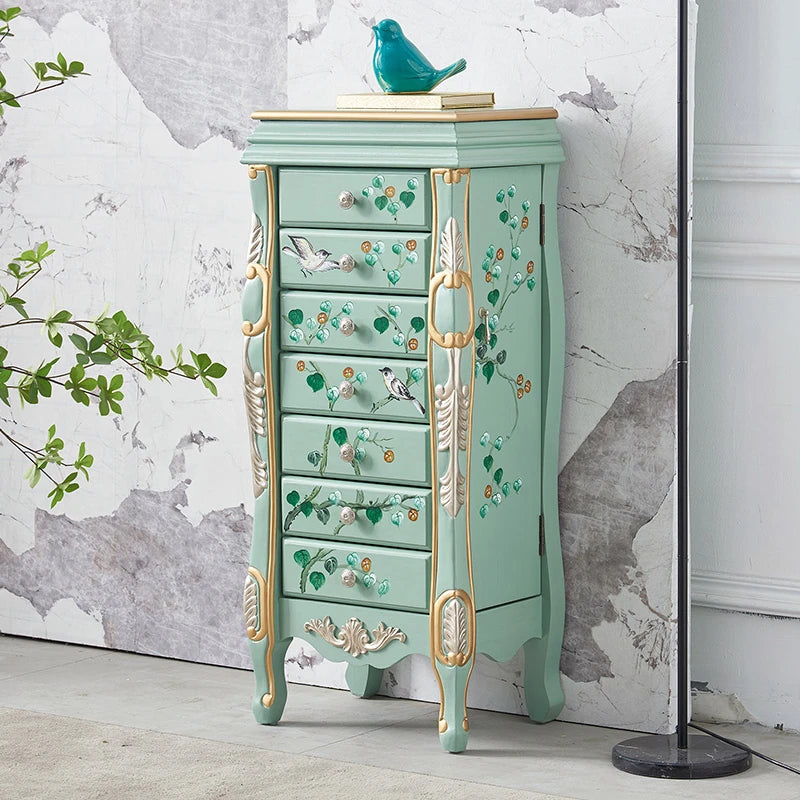 エレガントなデザインの花鳥模様 キャビネット - 収納力抜群でインテリアにも最適! hfgxc-4869