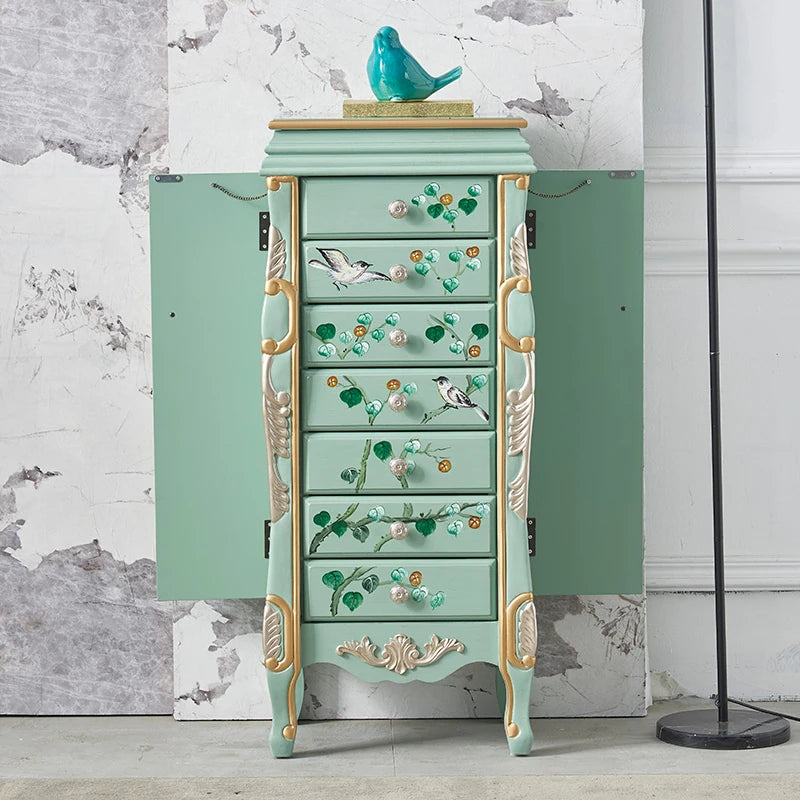 エレガントなデザインの花鳥模様 キャビネット - 収納力抜群でインテリアにも最適! hfgxc-4869