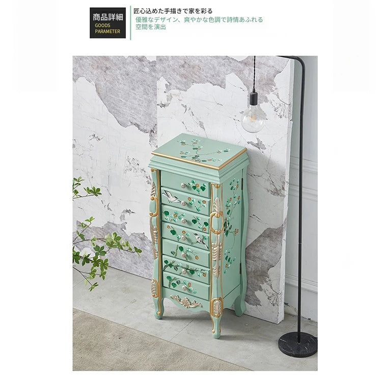 エレガントなデザインの花鳥模様 キャビネット - 収納力抜群でインテリアにも最適! hfgxc-4869