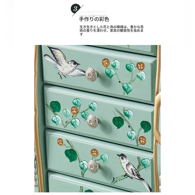 エレガントなデザインの花鳥模様 キャビネット - 収納力抜群でインテリアにも最適! hfgxc-4869