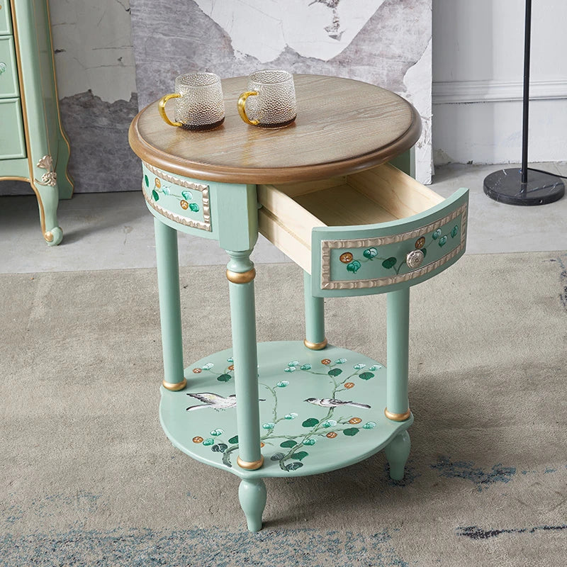 センターテーブル パイン材使用 美しい装飾付き 北欧スタイル おしゃれなサイドテーブル hfgxc-4870