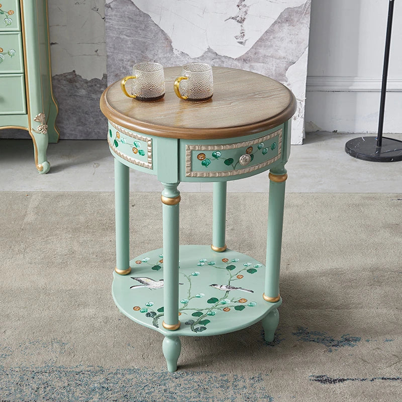 センターテーブル パイン材使用 美しい装飾付き 北欧スタイル おしゃれなサイドテーブル hfgxc-4870