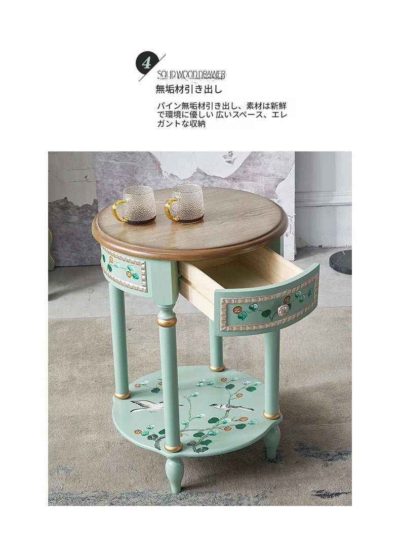 センターテーブル パイン材使用 美しい装飾付き 北欧スタイル おしゃれなサイドテーブル hfgxc-4870