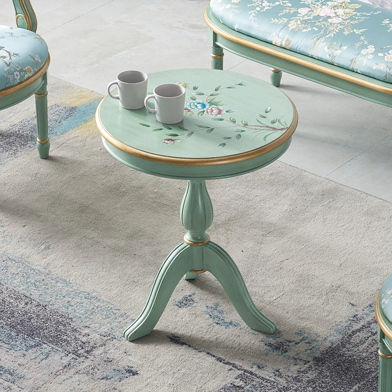 エレガントなデザインのセンターテーブル - 軽やかなグリーンの装飾付き、リビングルームに最適なインテリアアクセント hfgxc-4871