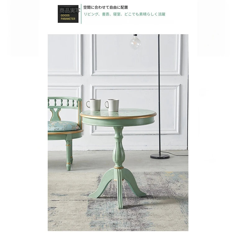 エレガントなデザインのセンターテーブル - 軽やかなグリーンの装飾付き、リビングルームに最適なインテリアアクセント hfgxc-4871