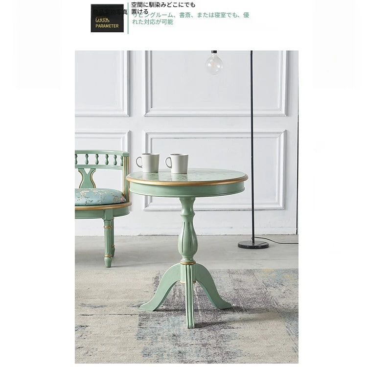 エレガントなデザインのセンターテーブル - 軽やかなグリーンの装飾付き、リビングルームに最適なインテリアアクセント hfgxc-4871