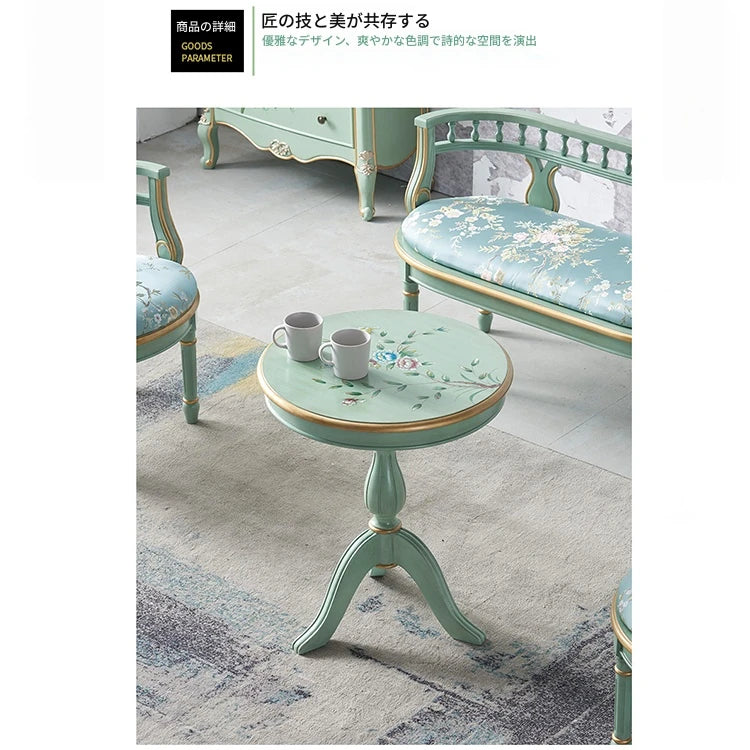 エレガントなデザインのセンターテーブル - 軽やかなグリーンの装飾付き、リビングルームに最適なインテリアアクセント hfgxc-4871