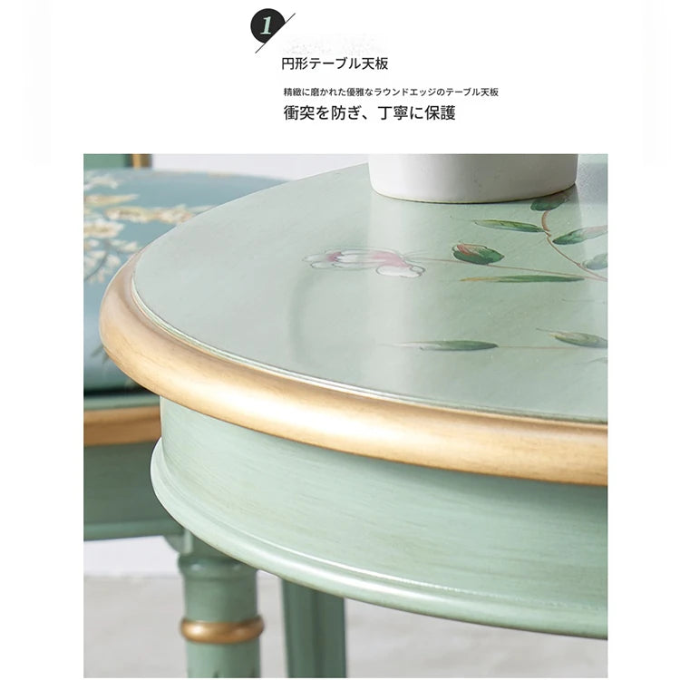 エレガントなデザインのセンターテーブル - 軽やかなグリーンの装飾付き、リビングルームに最適なインテリアアクセント hfgxc-4871