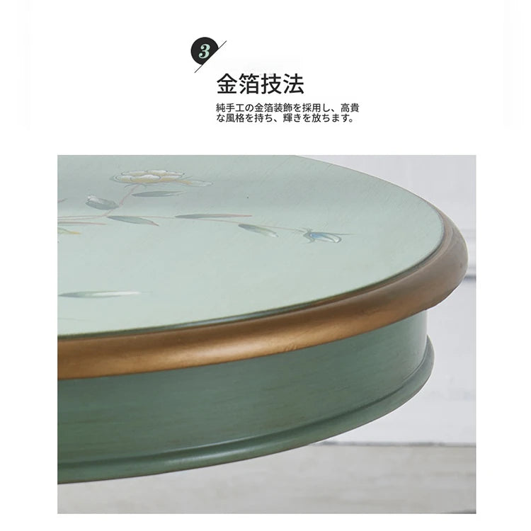 エレガントなデザインのセンターテーブル - 軽やかなグリーンの装飾付き、リビングルームに最適なインテリアアクセント hfgxc-4871