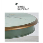 エレガントなデザインのセンターテーブル - 軽やかなグリーンの装飾付き、リビングルームに最適なインテリアアクセント hfgxc-4871