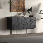 モダンデザインのブラックキャビネット - アートな彫刻模様でお部屋をスタイリッシュに演出する収納家具 hfgxc-4872