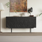 モダンデザインのブラックキャビネット - アートな彫刻模様でお部屋をスタイリッシュに演出する収納家具 hfgxc-4872