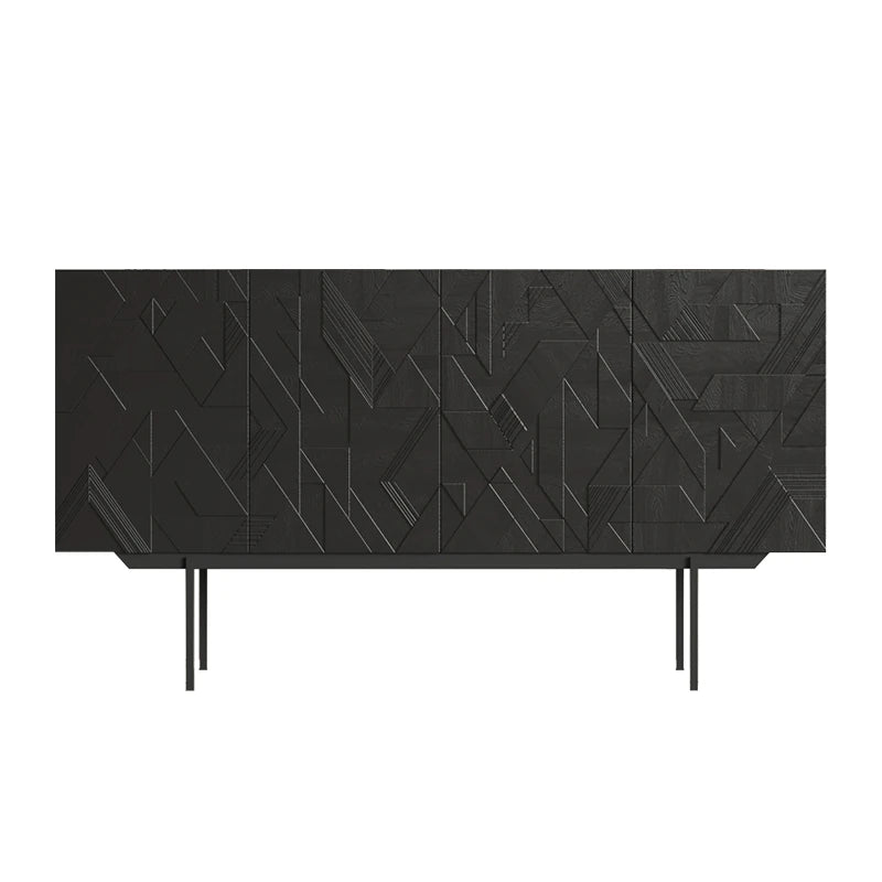 モダンデザインのブラックキャビネット - アートな彫刻模様でお部屋をスタイリッシュに演出する収納家具 hfgxc-4872