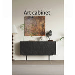 モダンデザインのブラックキャビネット - アートな彫刻模様でお部屋をスタイリッシュに演出する収納家具 hfgxc-4872