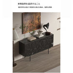 モダンデザインのブラックキャビネット - アートな彫刻模様でお部屋をスタイリッシュに演出する収納家具 hfgxc-4872