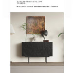 モダンデザインのブラックキャビネット - アートな彫刻模様でお部屋をスタイリッシュに演出する収納家具 hfgxc-4872