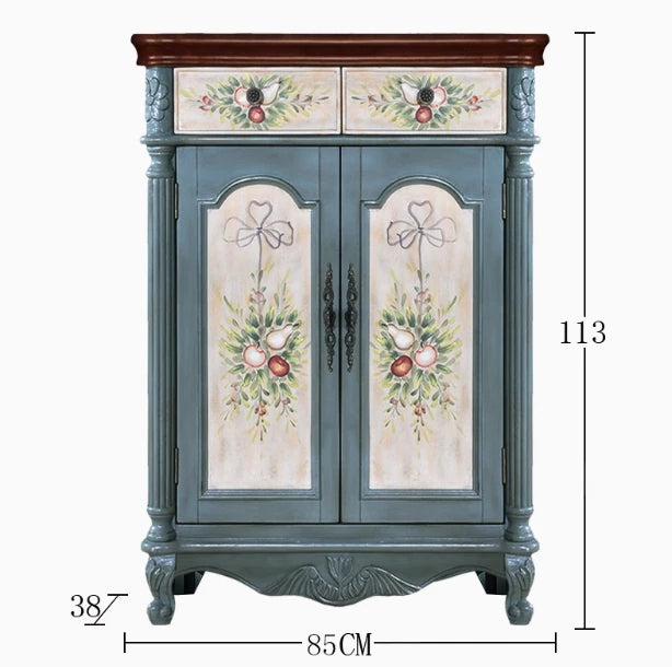 アンティーク風 キャビネット 鳥モチーフの美しいデザイン 足元スリム 収納巧妙 生活空間を彩るおしゃれ家具 hfgxc-4873