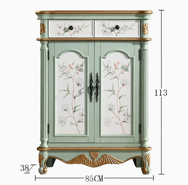 アンティーク風 キャビネット 鳥モチーフの美しいデザイン 足元スリム 収納巧妙 生活空間を彩るおしゃれ家具 hfgxc-4873