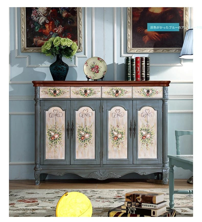 アンティーク風 キャビネット 鳥モチーフの美しいデザイン 足元スリム 収納巧妙 生活空間を彩るおしゃれ家具 hfgxc-4873