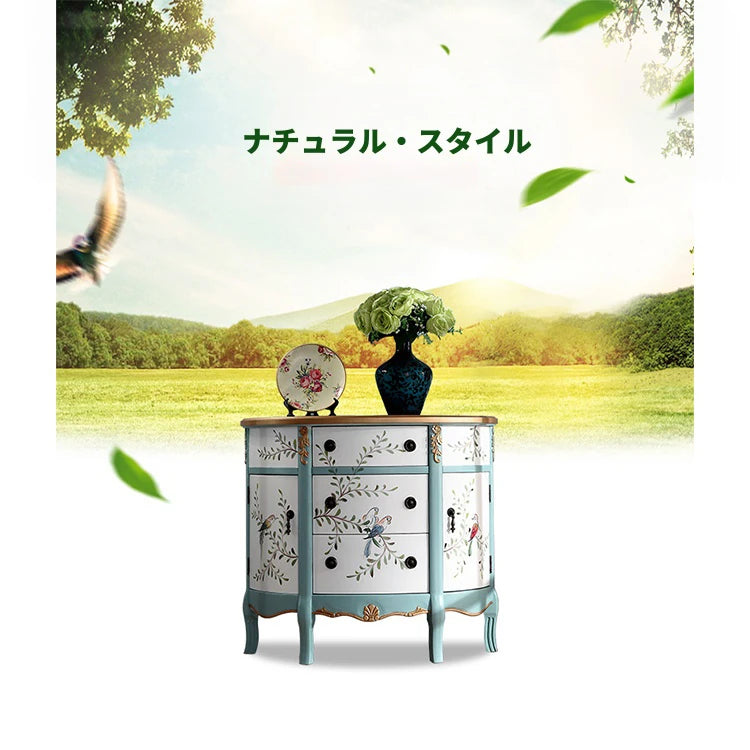 エレガントな花鳥デザインのキャビネット - 収納力抜群でインテリアにぴったり! hfgxc-4877