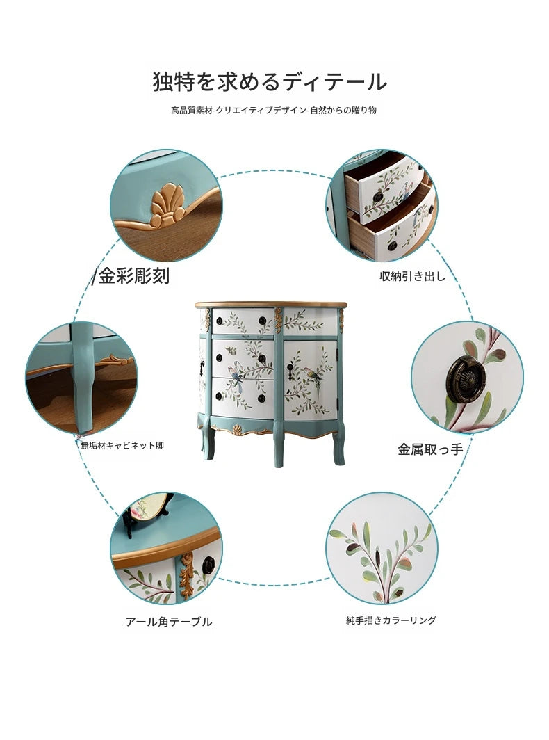 エレガントな花鳥デザインのキャビネット - 収納力抜群でインテリアにぴったり! hfgxc-4877