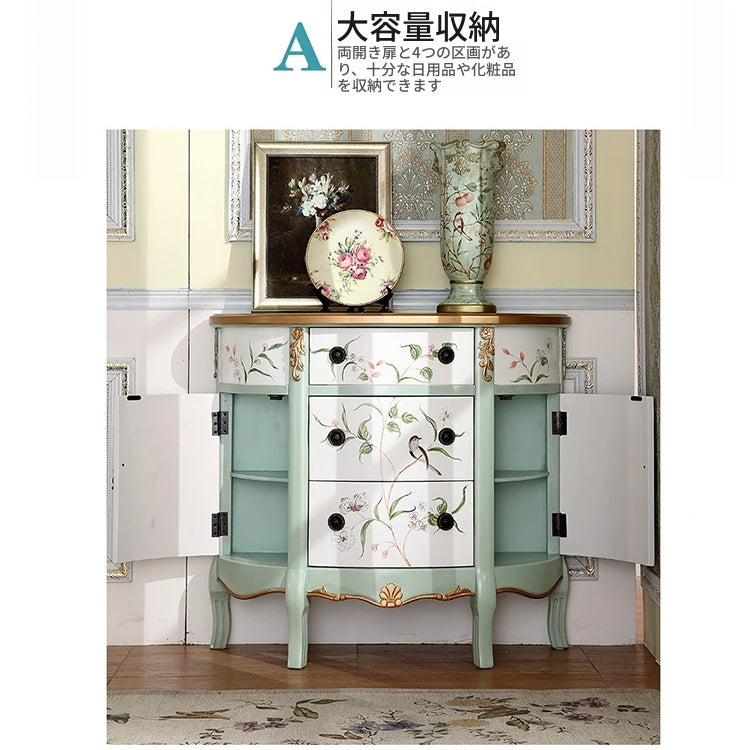 エレガントな花鳥デザインのキャビネット - 収納力抜群でインテリアにぴったり! hfgxc-4877