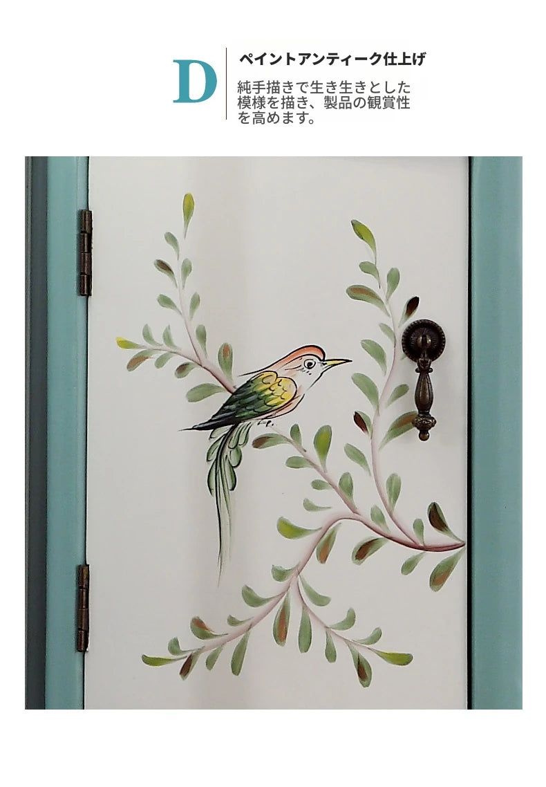 エレガントな花鳥デザインのキャビネット - 収納力抜群でインテリアにぴったり! hfgxc-4877