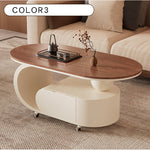 クリーム風可動式センターテーブル リビング用岩板デザイン 軽ラグジュアリー高級感 hgf-5378