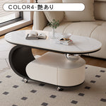 クリーム風可動式センターテーブル リビング用岩板デザイン 軽ラグジュアリー高級感 hgf-5378